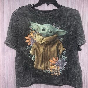 Fifth Sun Black and Green Short Sleeve Tee with Baby Yoda Graphic